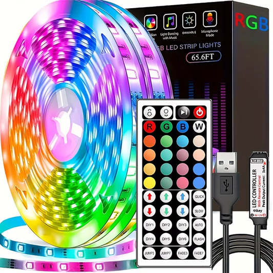 Bande lumineuse Led avec télécommande à 44 touches, 1m, 5m, 10m, 20m, RGB, pour salle murale, maison, chambre à coucher, décor de fête, rétro - éclairage TV - Quantyva Digital